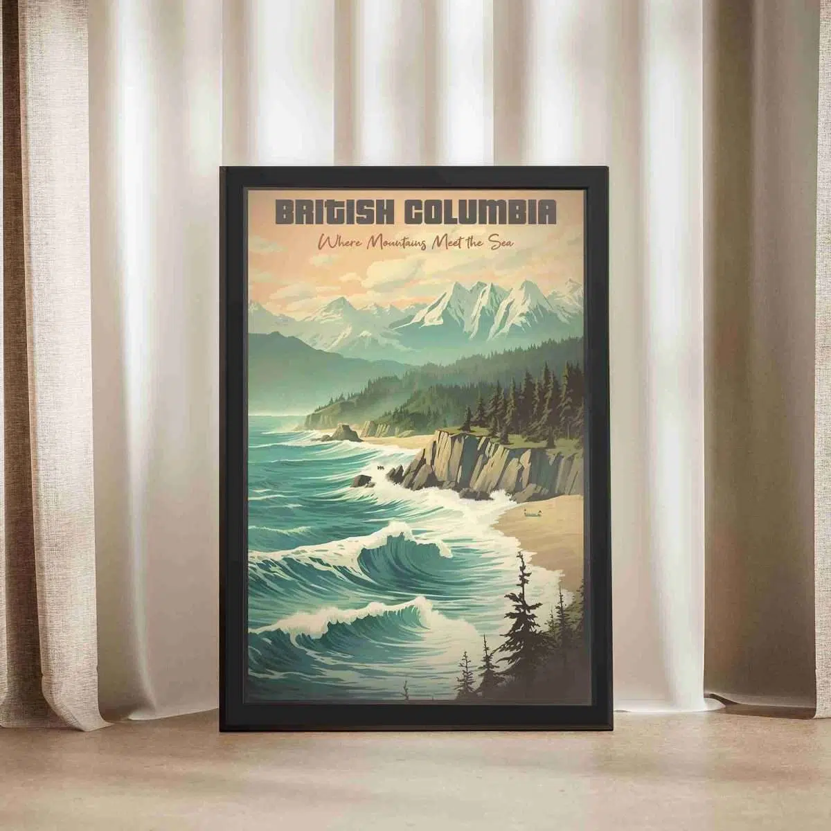 British Columbia Where Mountains Meet The Sea Framed Poster