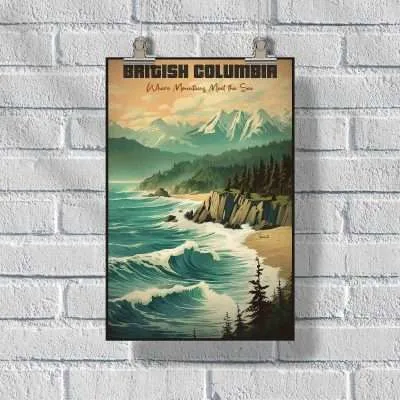 British Columbia Where Mountains Meet The Sea Poster