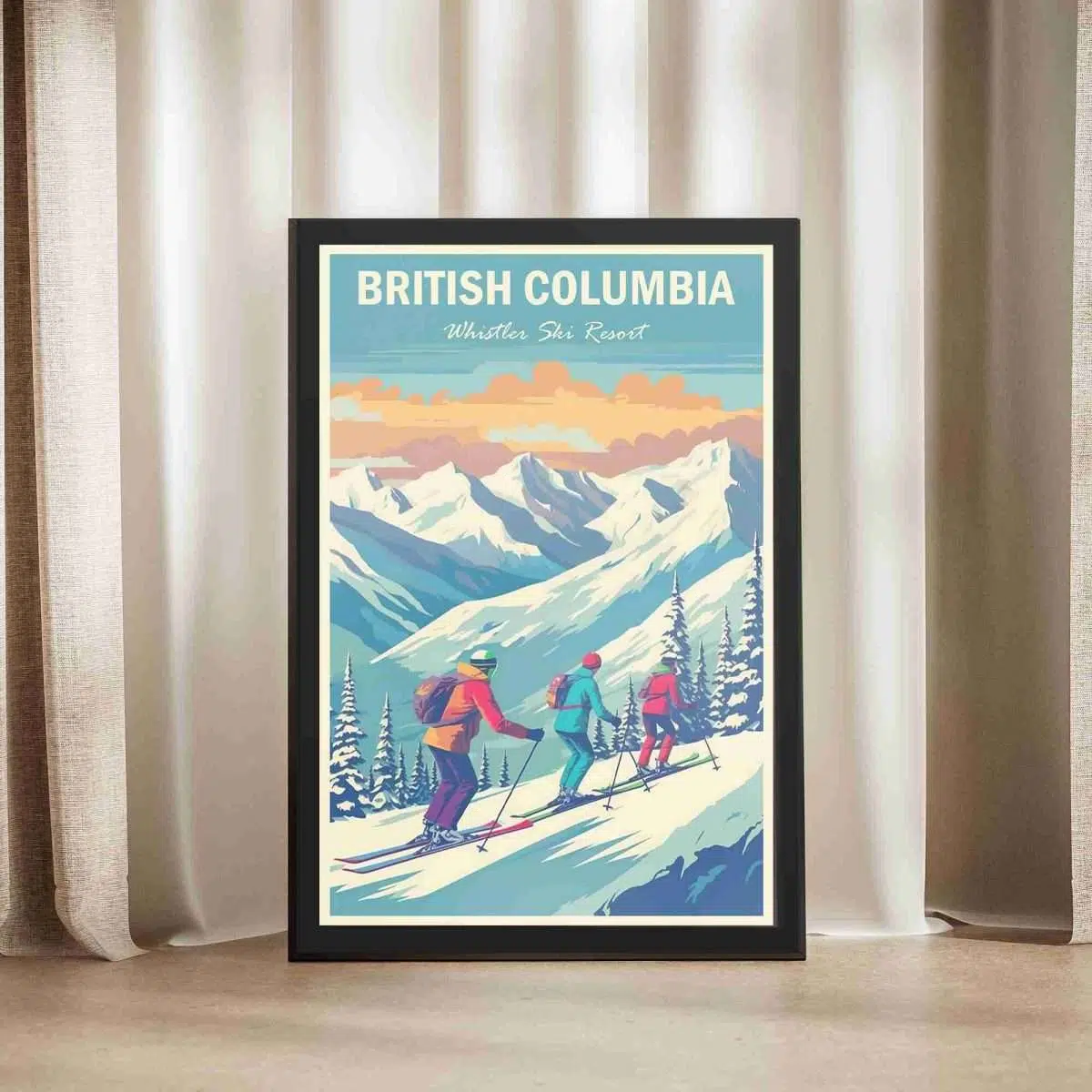 British Columbia Whistler Ski Resort Framed Poster