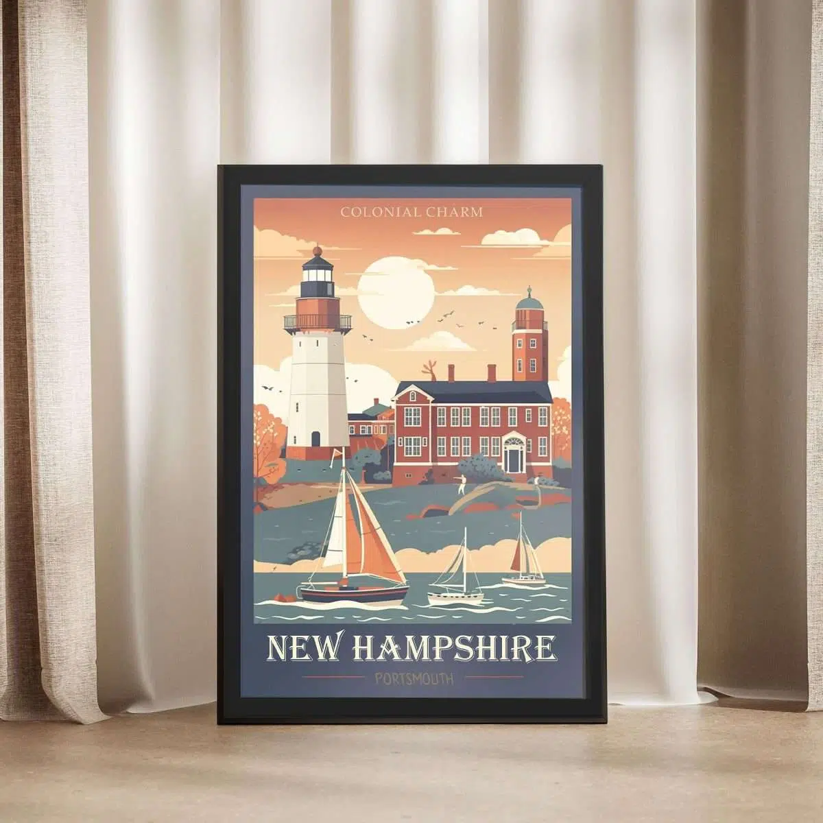 NEW HAMPSHIRE Colonial Charm Portsmouth Framed Poster