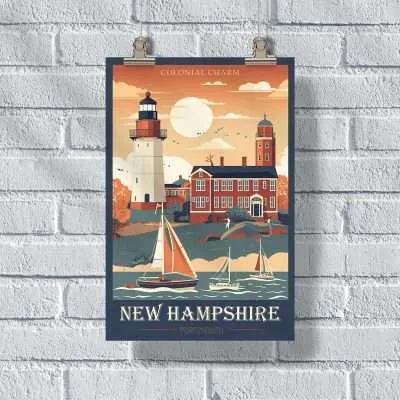 NEW HAMPSHIRE Colonial Charm Portsmouth Poster