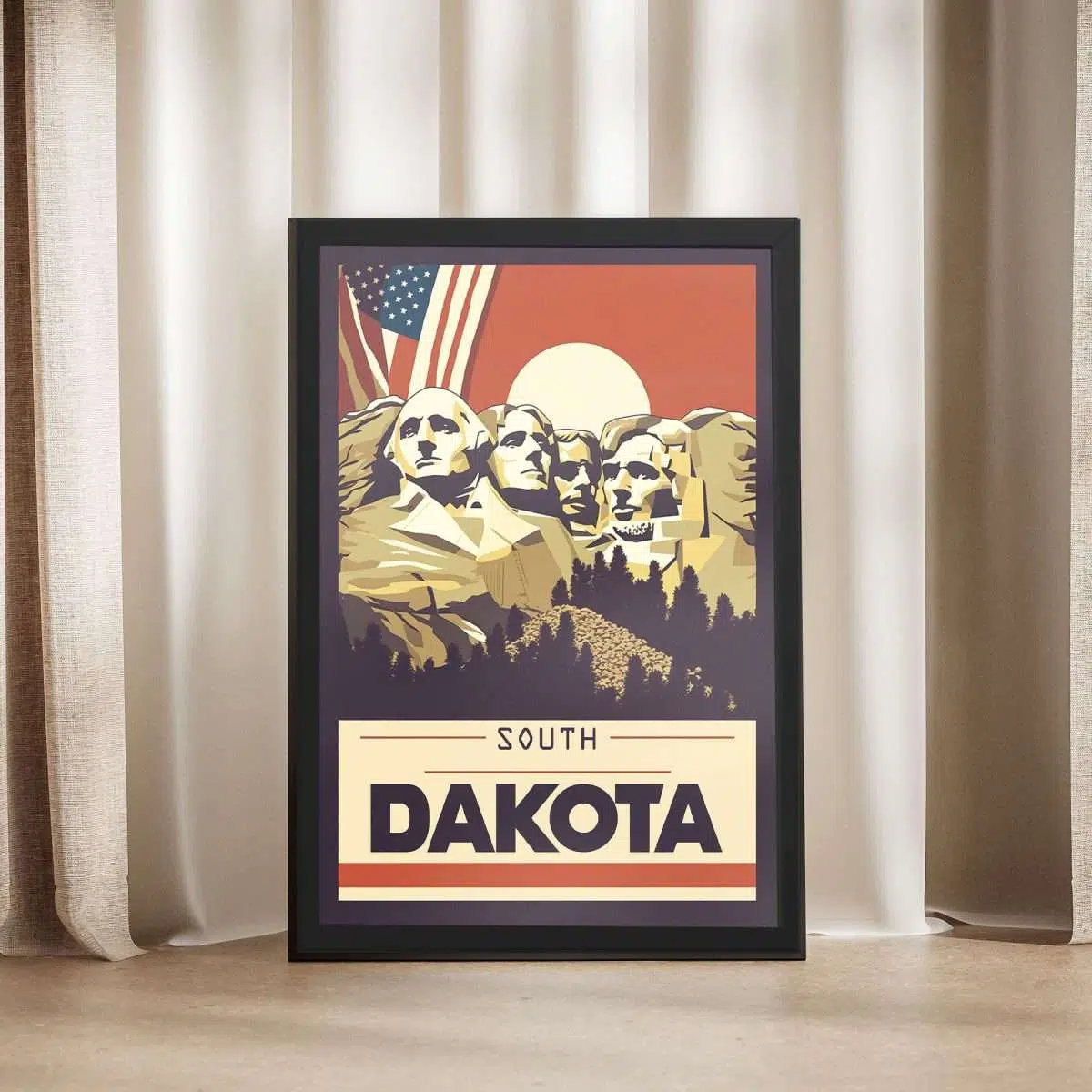 SOUTH DAKOTA Mount Rushmore Faces Monument Framed Poster