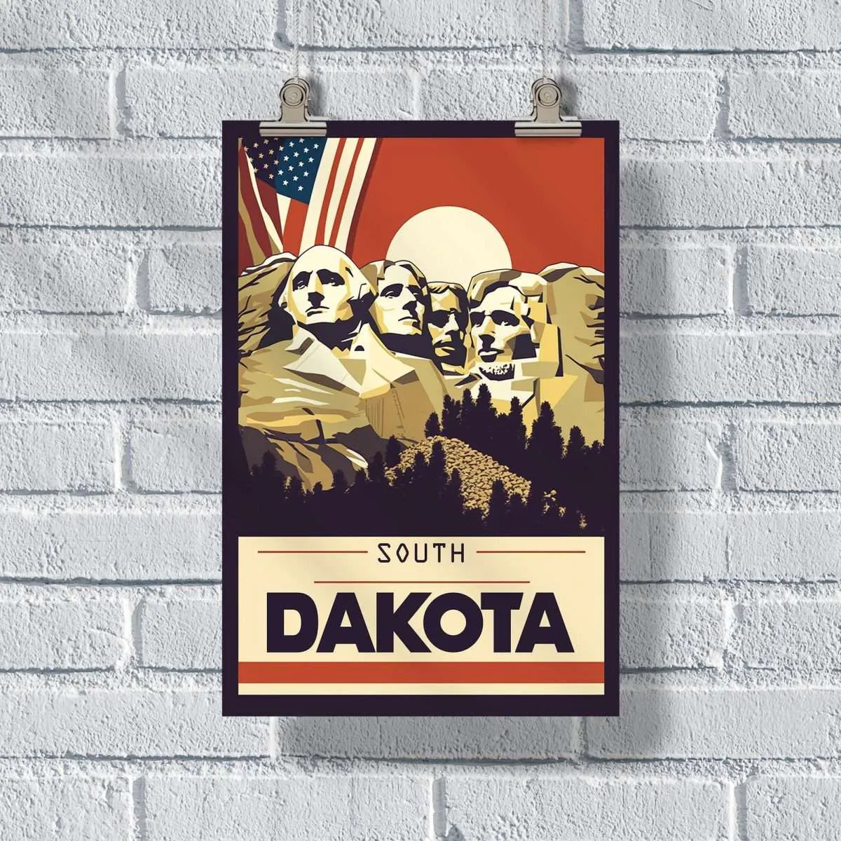 SOUTH DAKOTA Mount Rushmore Faces Monument Poster