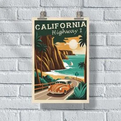 California Highway 1 Poster