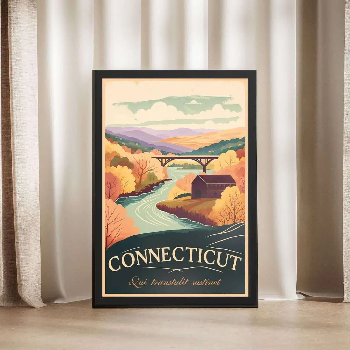 Connecticut Qui Transtulit Sustinet Framed Poster