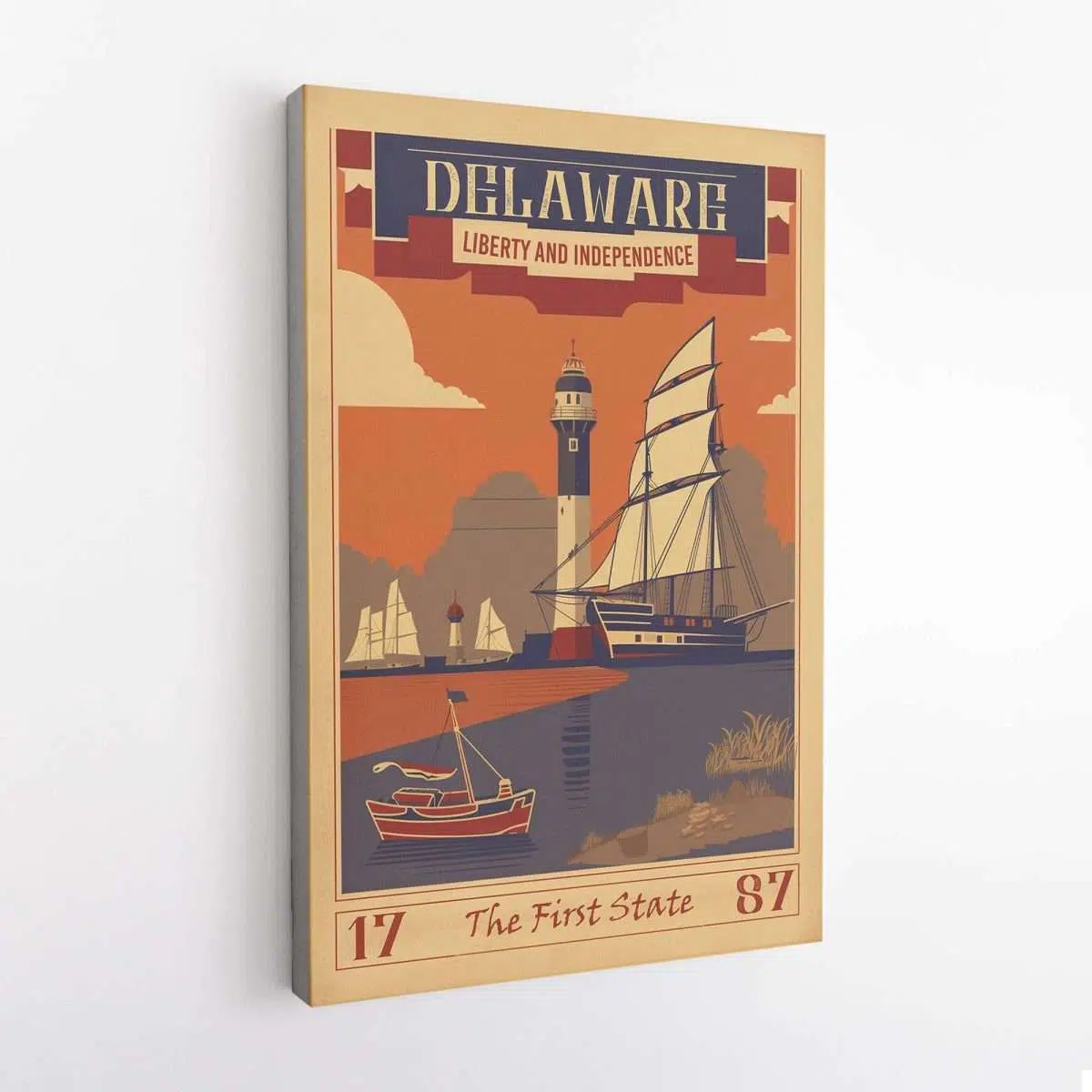 Delaware Historical Liberty And Independence The First State Canvas