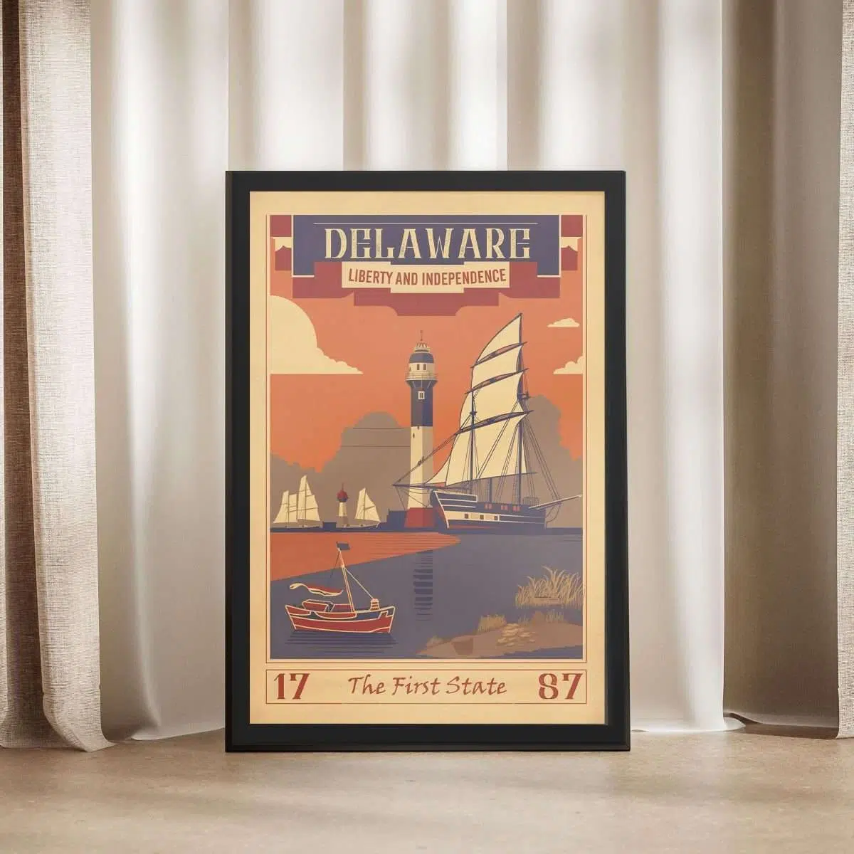 Delaware Historical Liberty And Independence The First State Framed Poster