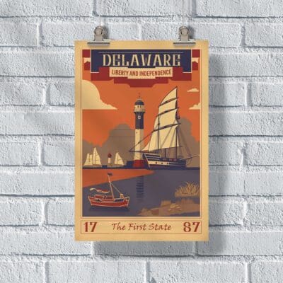 Delaware Historical Liberty And Independence The First State Poster