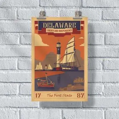 Delaware Historical Liberty And Independence The First State Poster