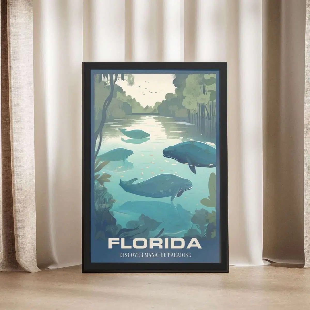 Florida Discover Manatee Paradise Framed Poster