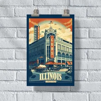 Illinois Chicago Cubs Wrigley Field Poster