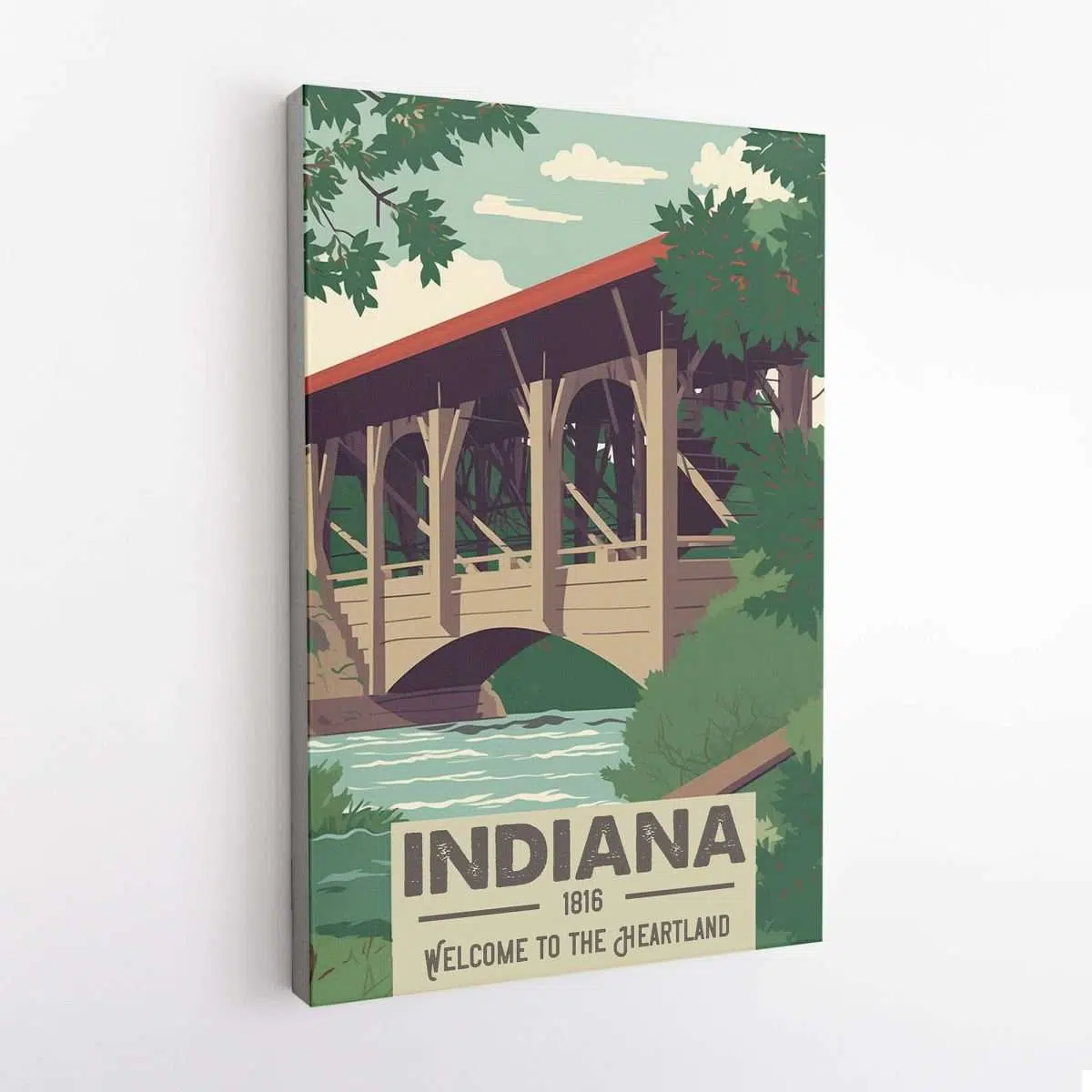 Indiana Welcome To The Heartland Canvas