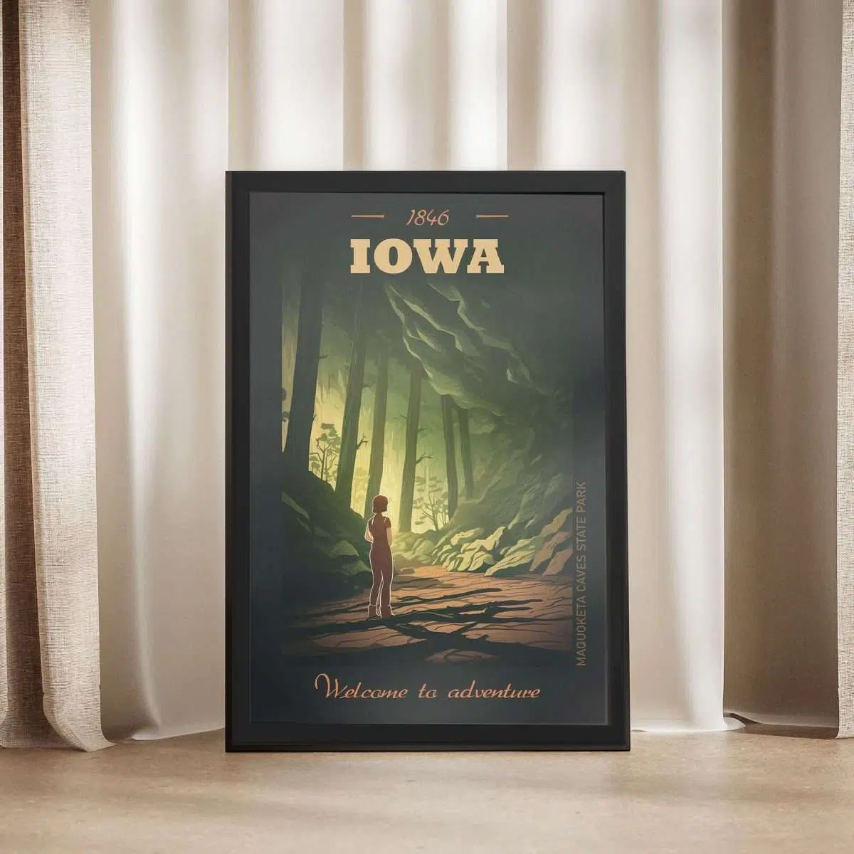 Iowa Maquoketa Caves State Park Welcome To Adventure Framed Poster