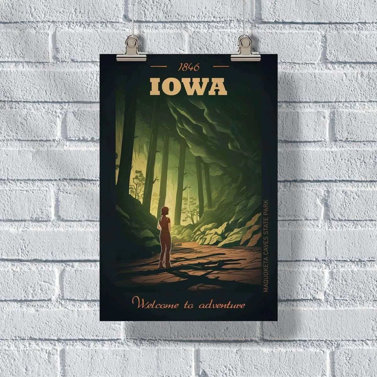 Iowa Maquoketa Caves State Park Welcome To Adventure Poster