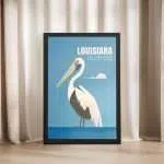 Louisiana Pelican State Framed Poster