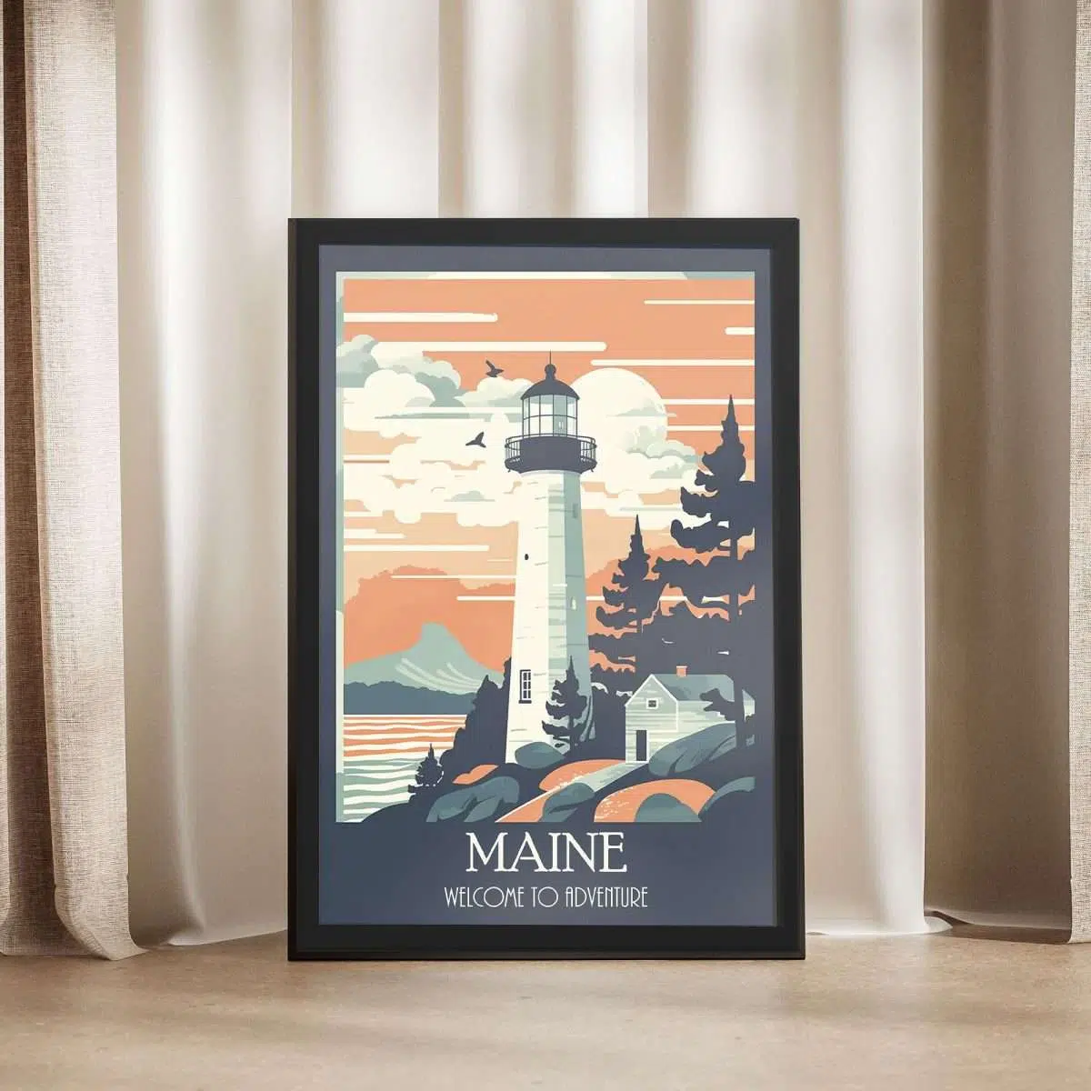 Maine Welcome To Adventure Framed Poster