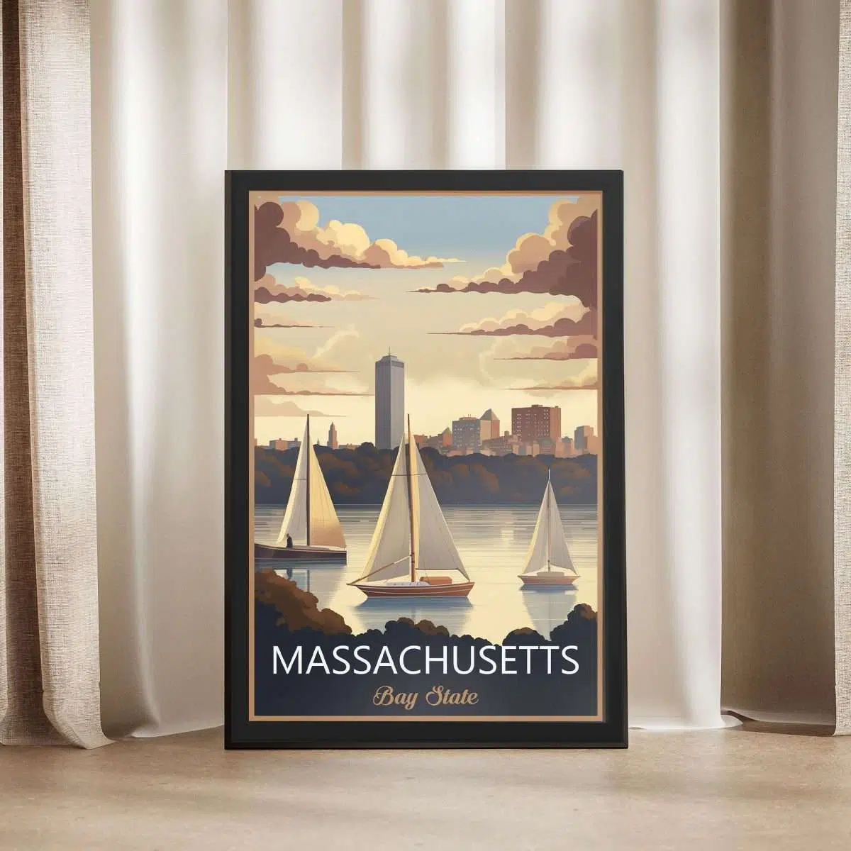 Massachusetts Bay State Framed Poster