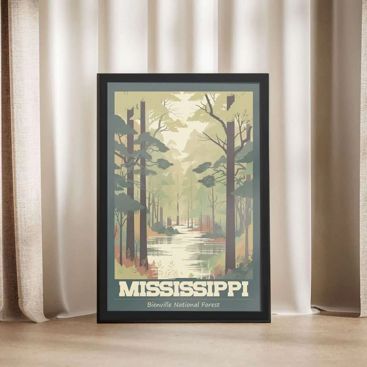 Mississippi Bienville National Forest Ramed Poster