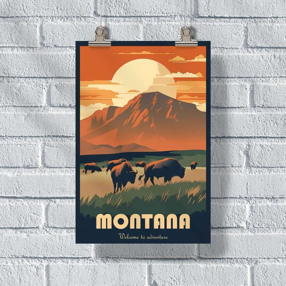 Montana Bisons Welcome To Adventure Poster