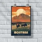 Montana Bisons Welcome To Adventure Poster