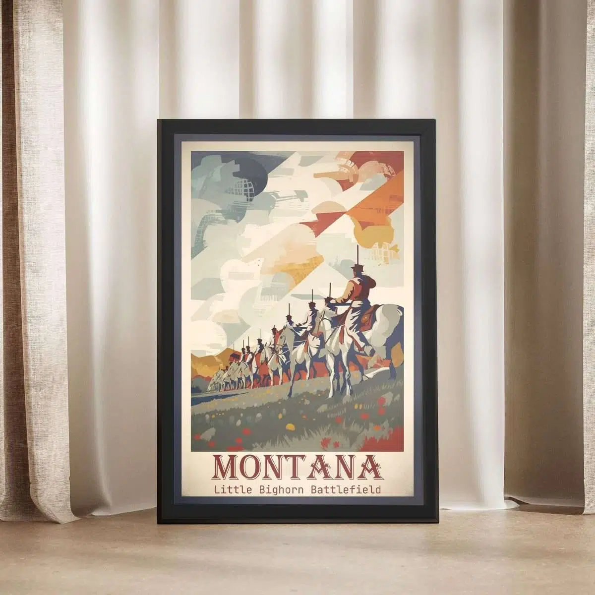 Montana Little Bighorn Battlefield Framed Poster