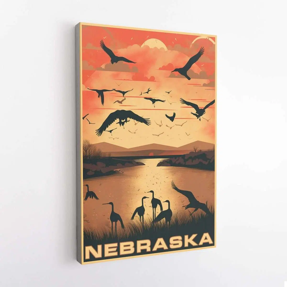 Nebraska Platte River For Sandhill Cranes Canvas