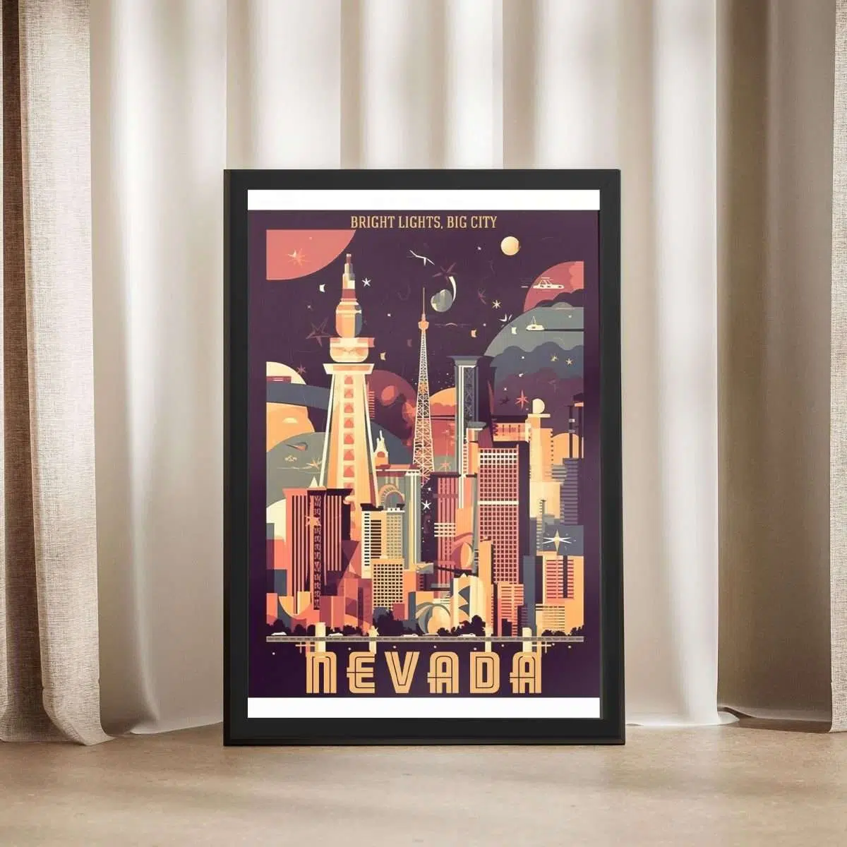 Nevada Bright Lights, Big City Framed Poster