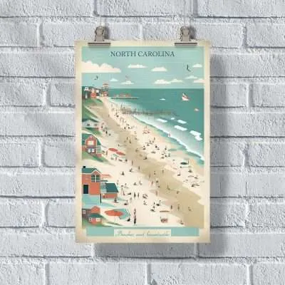 North Carolina Beaches And Boardwalks Poster