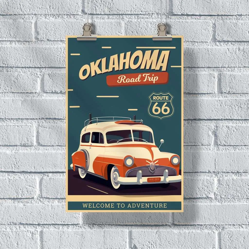 Oklahoma Route 66 Welcome To Adventure Poster