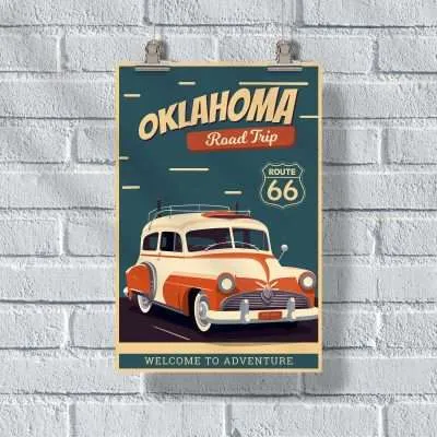 Oklahoma Route 66 Welcome To Adventure Poster