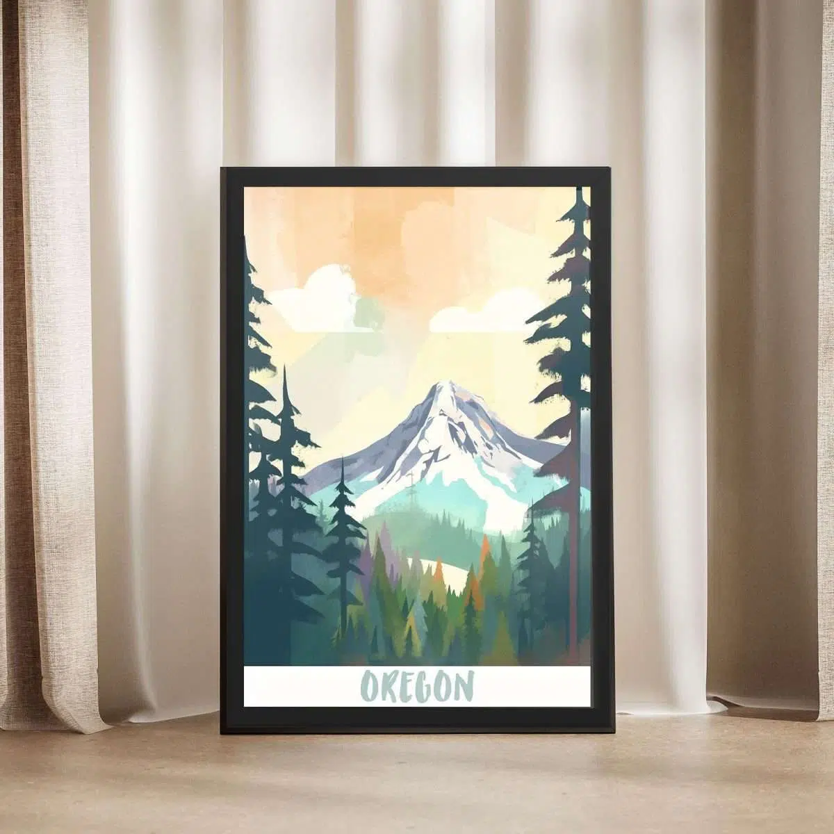 Oregon Watercolor Framed Poster