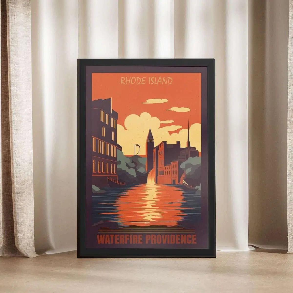 Rhode Island Waterfire Providence Framed Poster