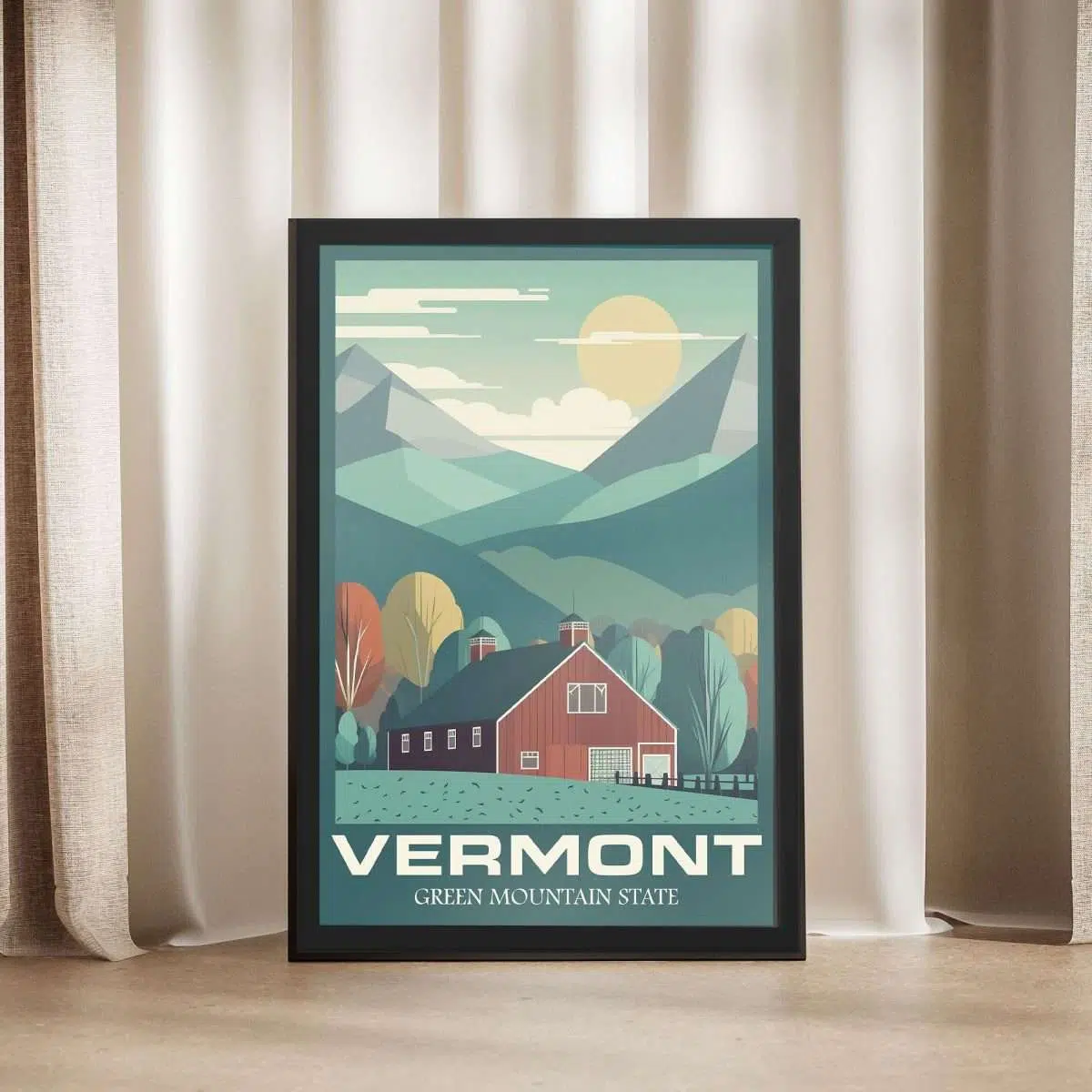 Vermont Green Mountain State Framed Poster