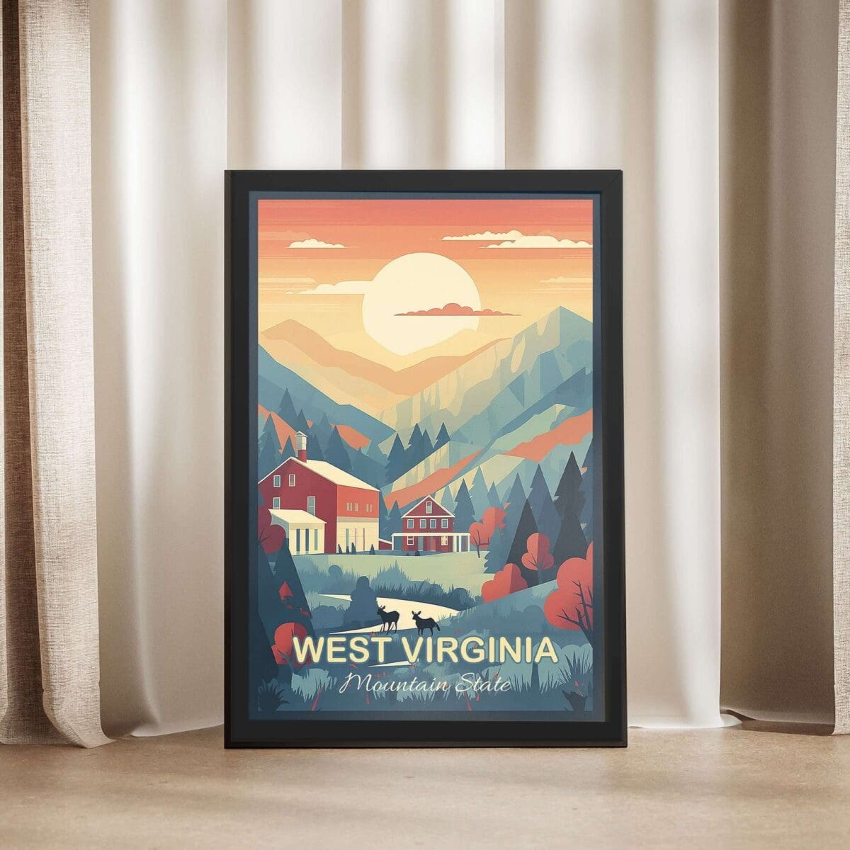 West Virginia Mountain State Framed Poster