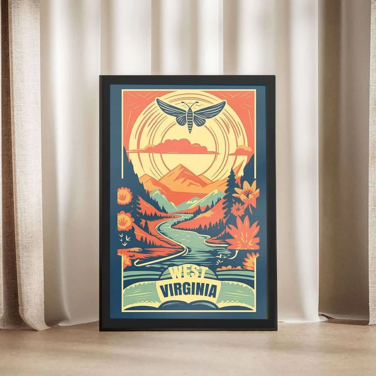 West Virginia Bee Framed Poster