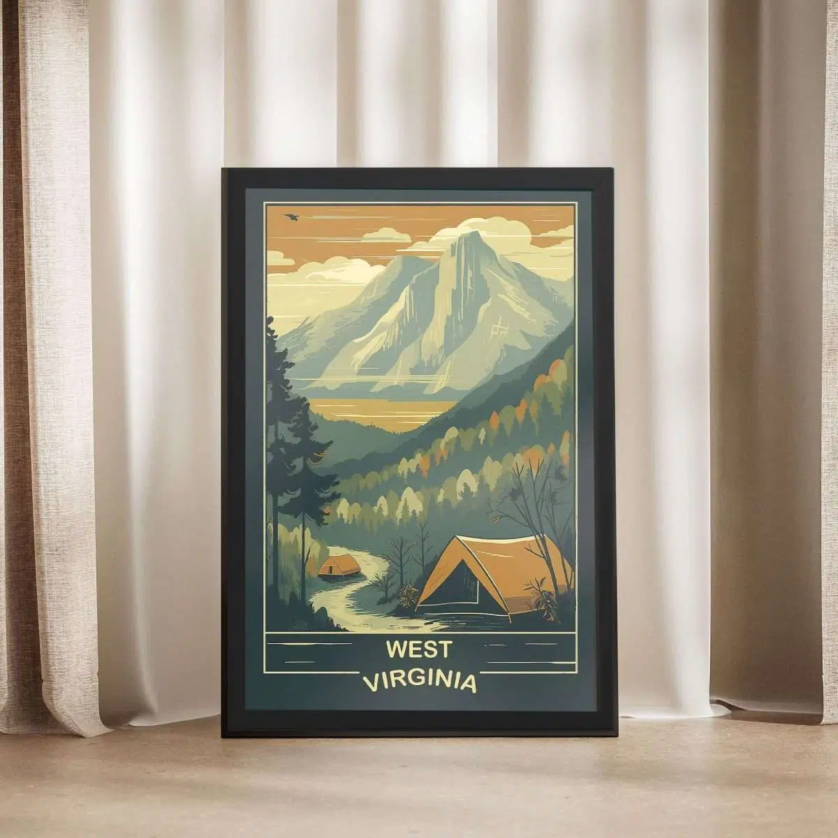 West Virginia Camping Framed Poster