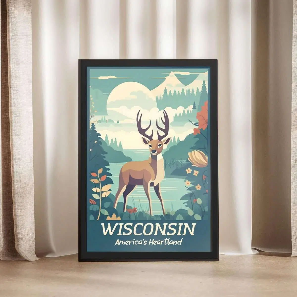 Wisconsin America's Heartland Framed Poster