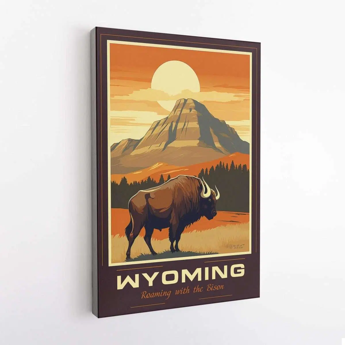 Wyoming Roaming With The Bison Canvas