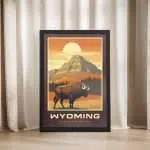 Wyoming Roaming With The Bison Framed Poster