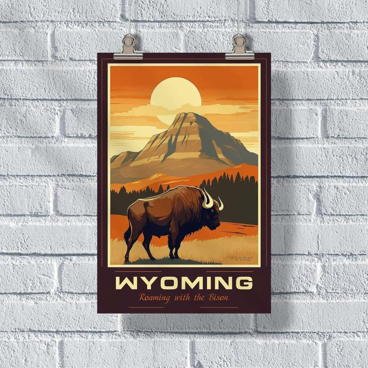 Wyoming Roaming With The Bison Poster