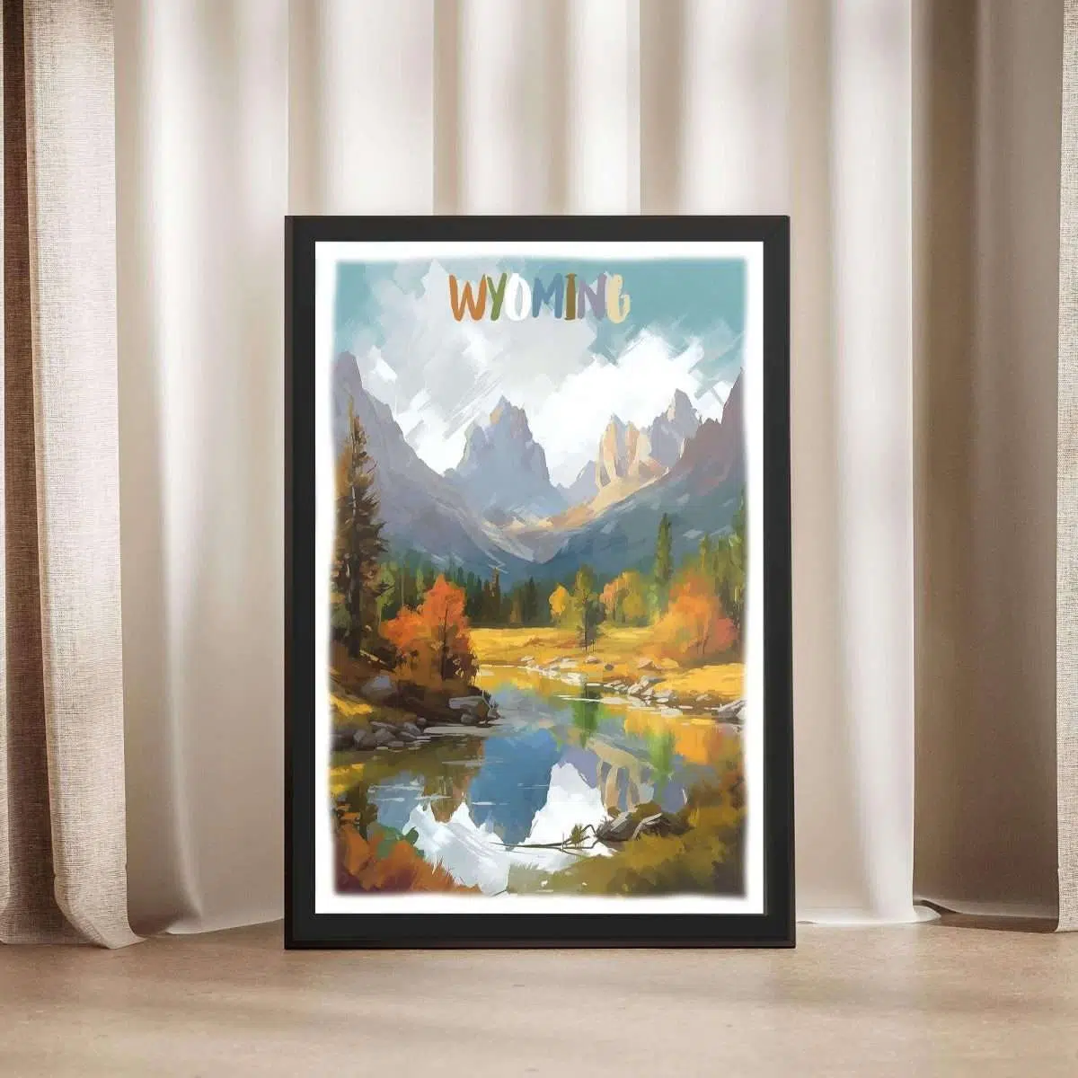 Wyoming Watercolor Framed Poster