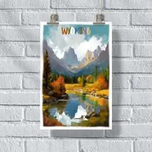 Wyoming Watercolor Poster