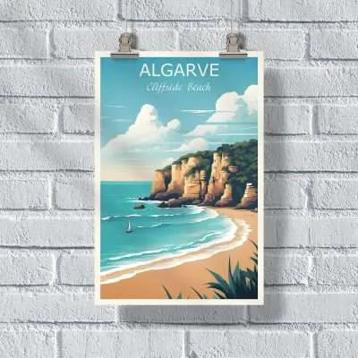 Algarve Cliffside Beach Poster