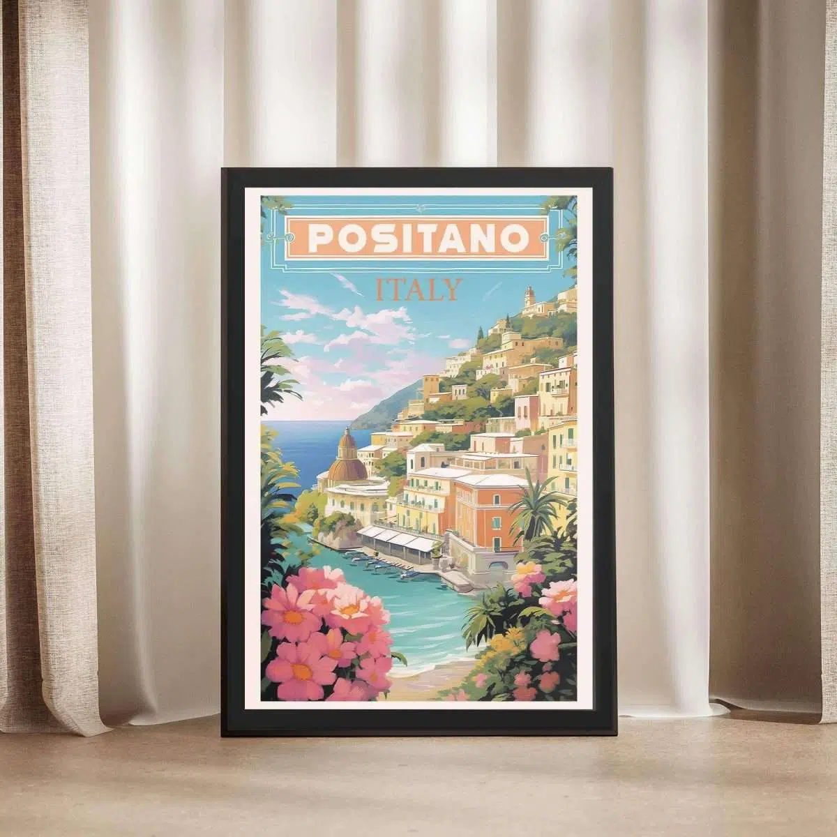 Amalfi Coast Positano Village Framed Poster