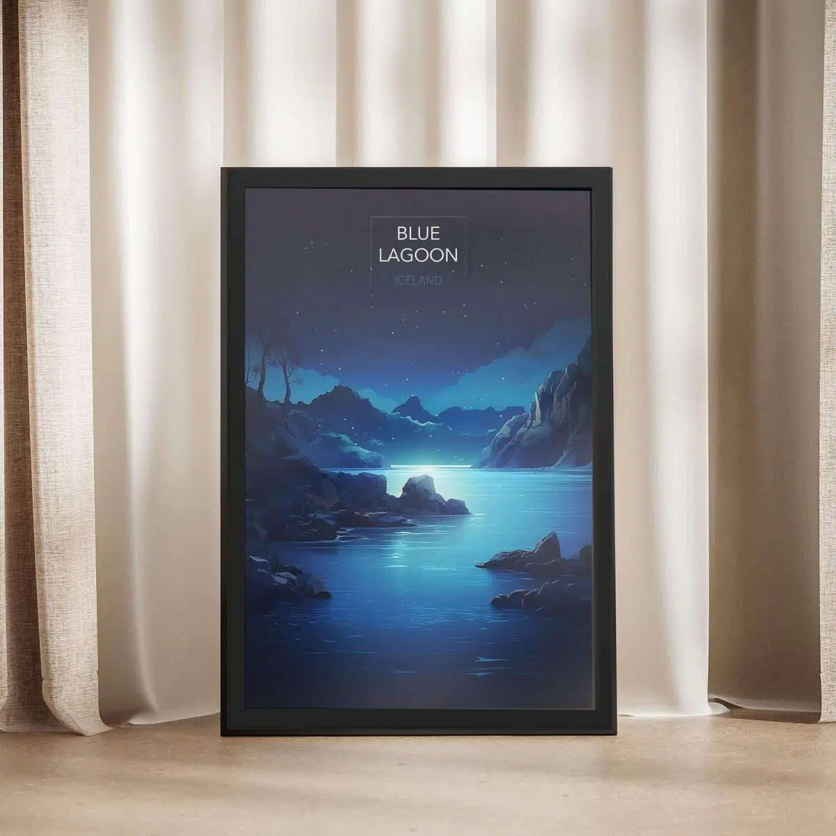 Blue Lagoon Night Glow Framed Poster