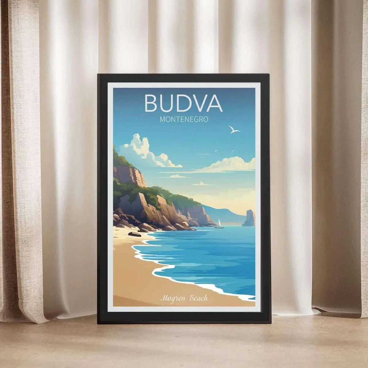 Budva Mogren Beach Montenegro Framed Poster