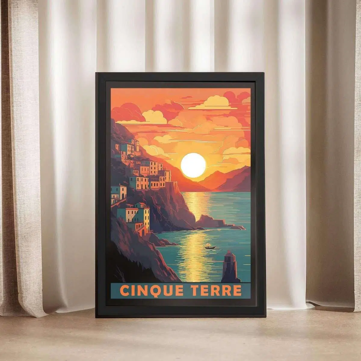 Cinque Terre Manarola Sunset Framed Poster