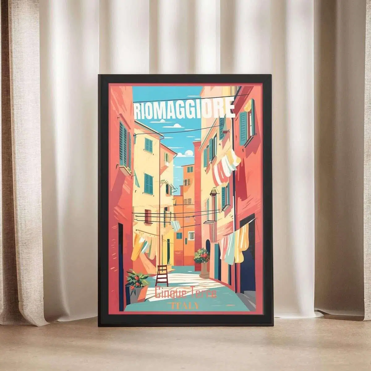 Cinque Terre Riomaggiore Streets Italy Framed Poster