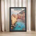 Cinque Terre Vernazza Village Italy Framed Poster