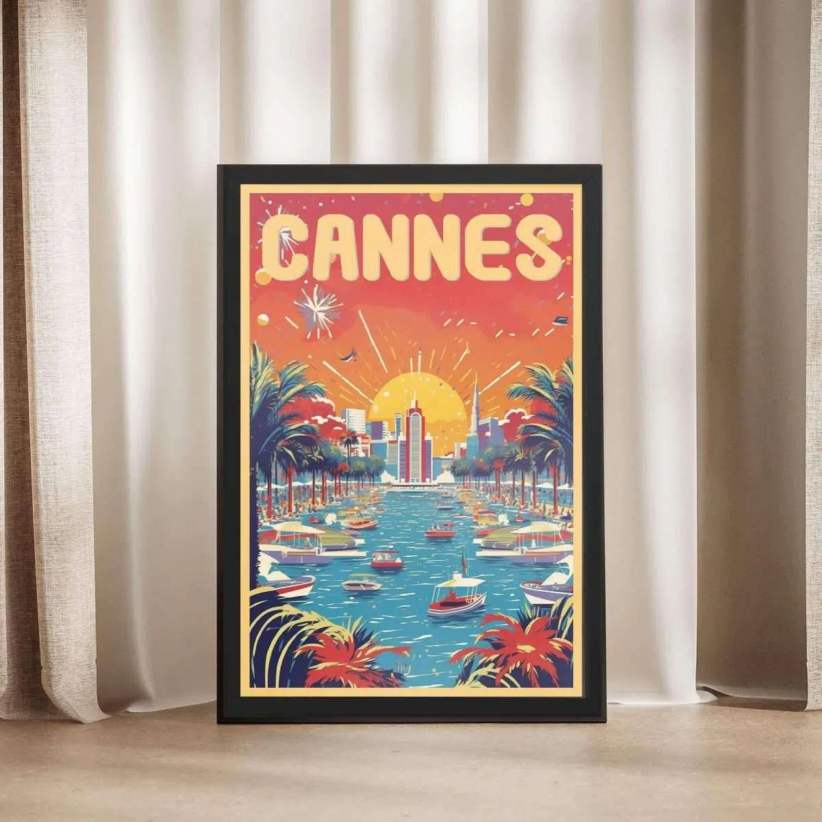 French Riviera Cannes Framed Poster